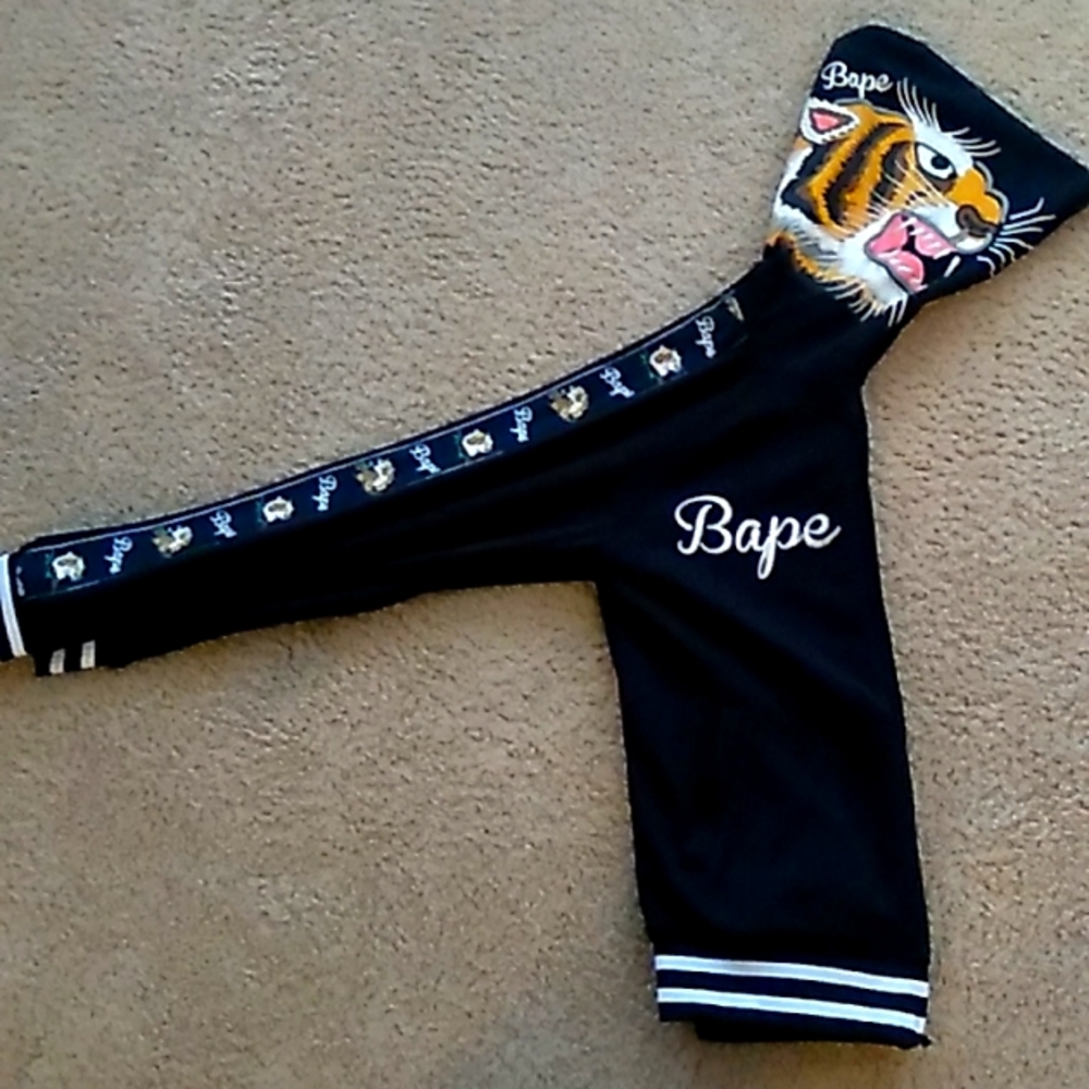 Bape Tiger Jersey Full Zip Hoodie Black
